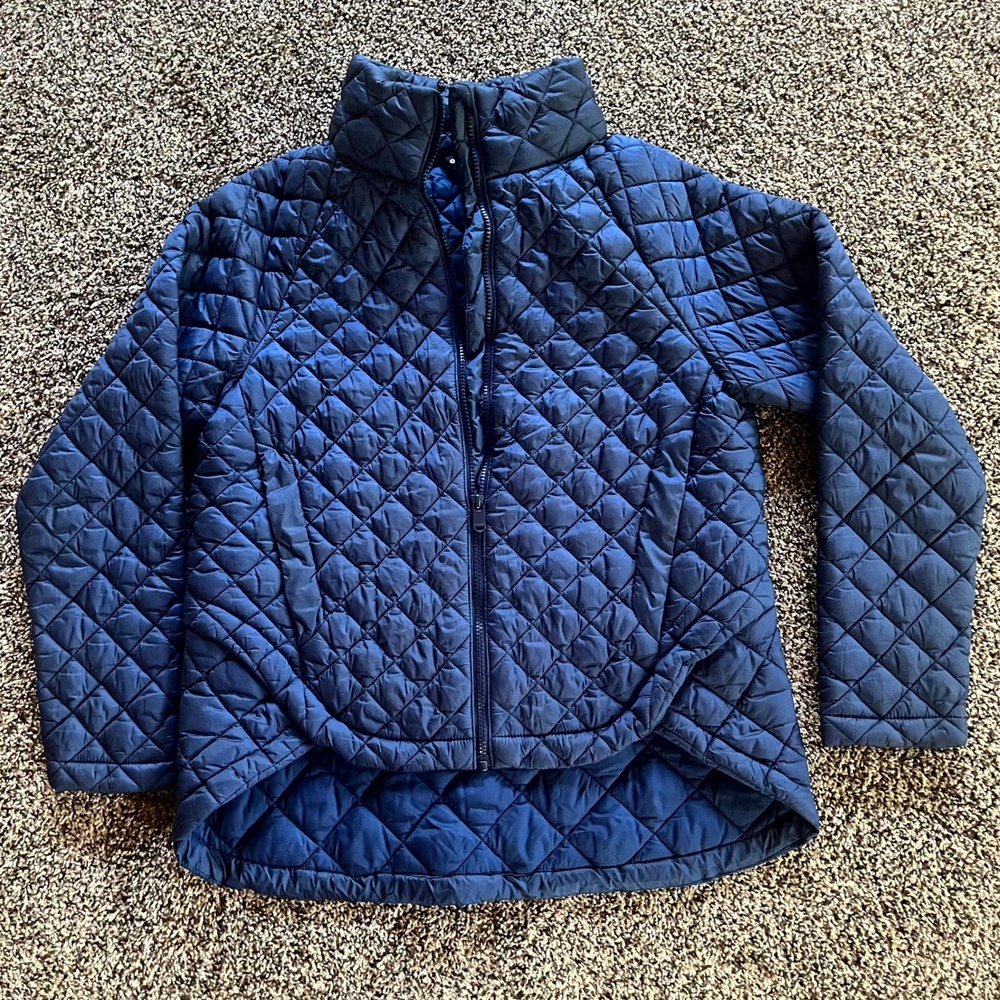 Athleta Jacket Whisper Featherless Navy Blue Quilted Full Zip Womens Size S